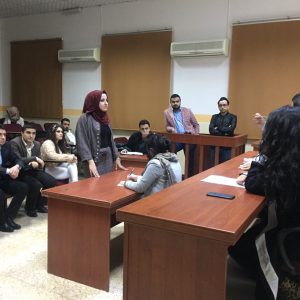 The fourth stage’s Students in the law department perform a virtual court