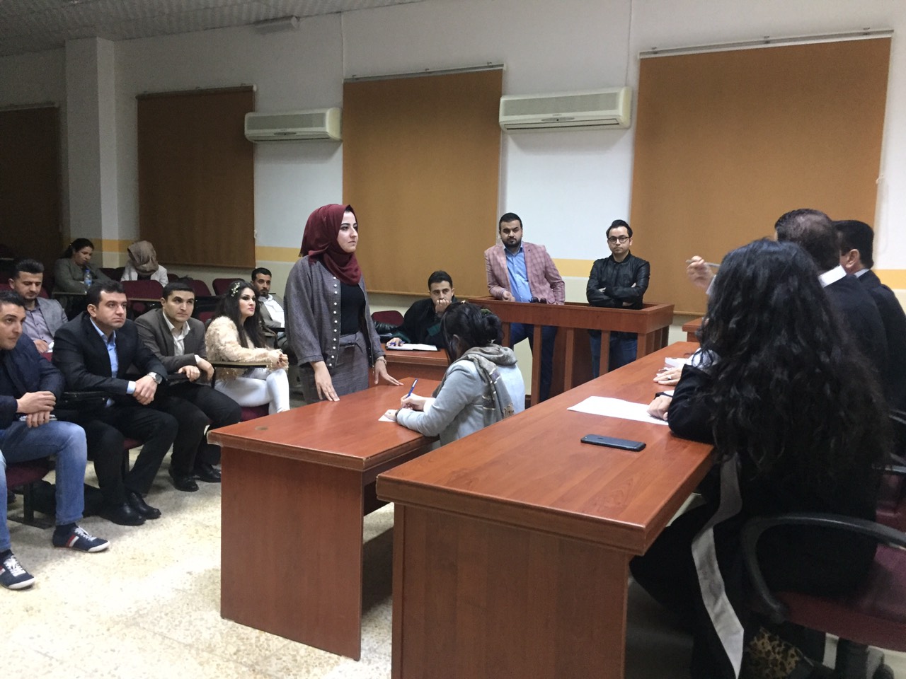 The fourth stage’s Students in the law department perform a virtual court