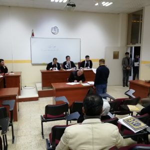 Performance of a virtual court for the second stage’s/ evening students in the Law Department