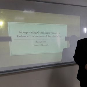 Presenting a seminar about green innovation