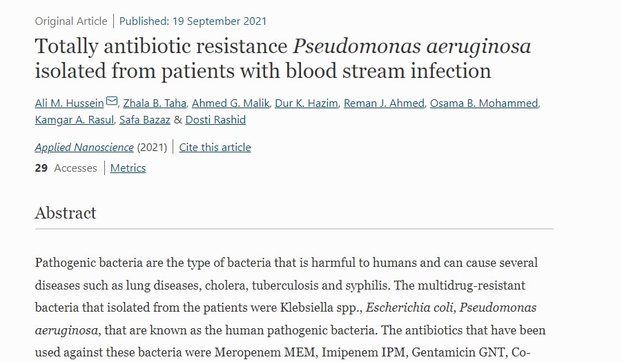 A Group of Cihan University Students have Published a Scientific Article