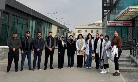طلبة من قسم العلوم الطبية الحيوية يزورون مستشفى المهرباني الجراحي للتعرف على التقنيات التشخيصية الحديثة